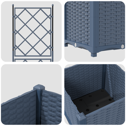 Garden Planter with Trellis Grey 40 x 40 x 143 cm PP