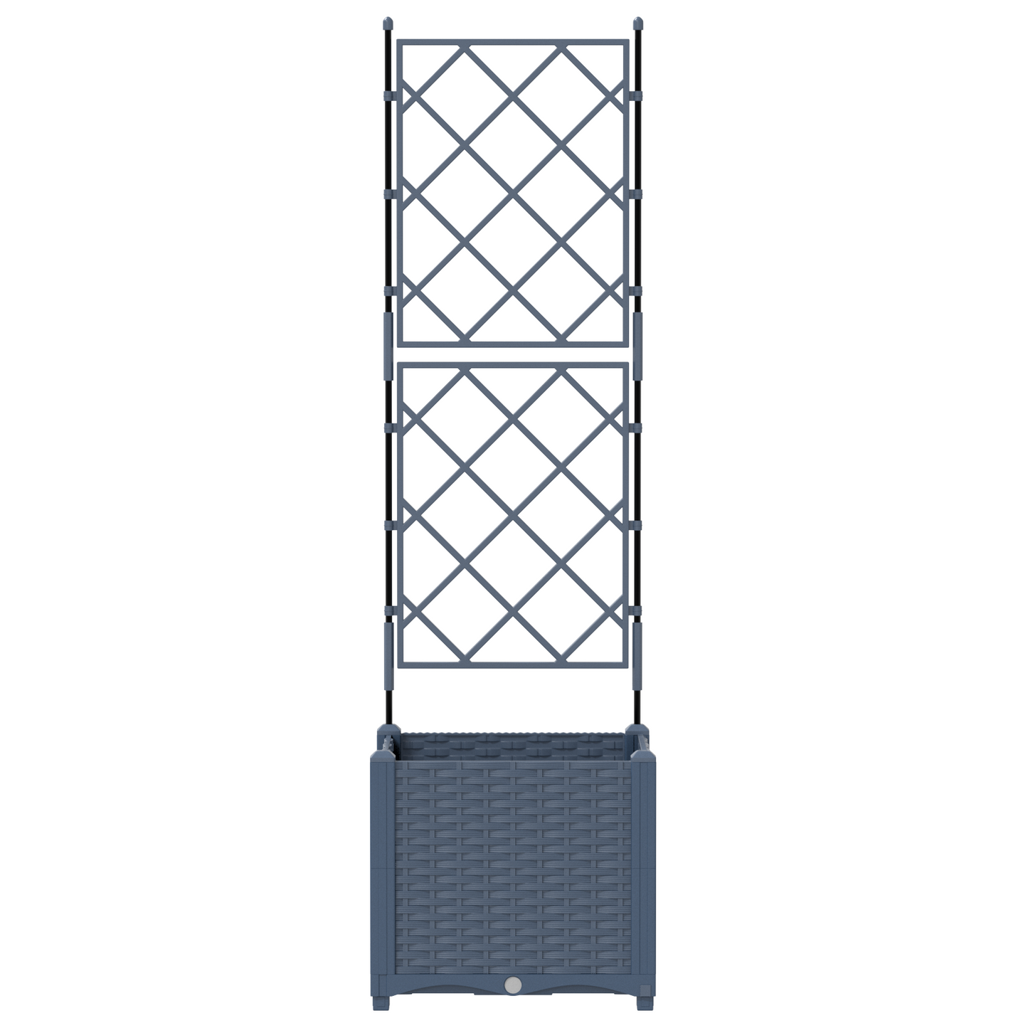 Garden Planter with Trellis Grey 40 x 40 x 143 cm PP