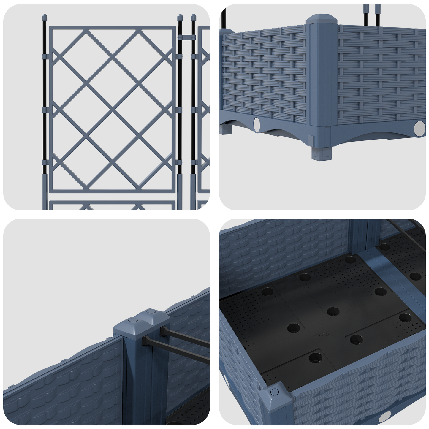Garden Planter with Trellis 2 pcs Grey 80 x 40 x 125.5 cm PP