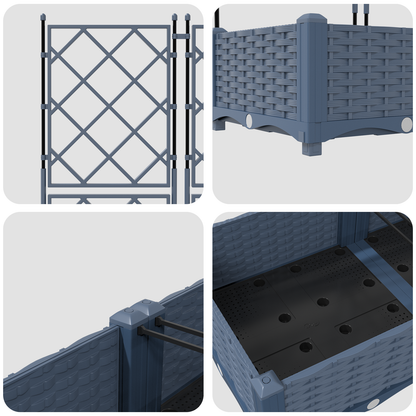 Garden Planter with Trellis 2 pcs Grey 80 x 40 x 125.5 cm PP