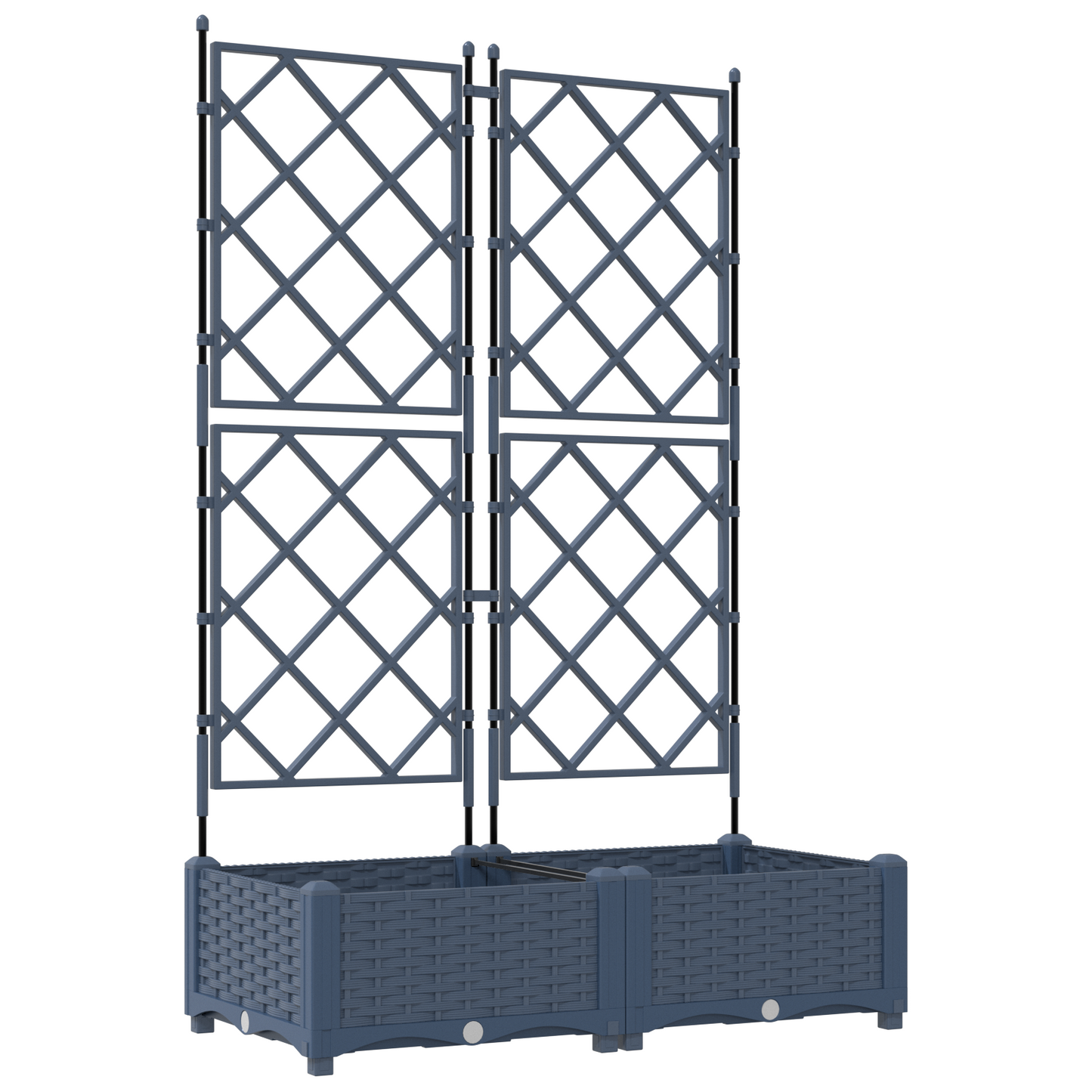 Garden Planter with Trellis 2 pcs Grey 80 x 40 x 125.5 cm PP