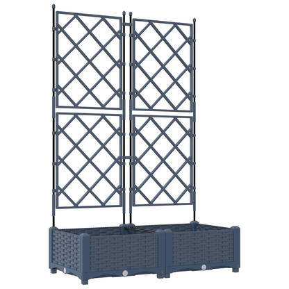 Garden Planter with Trellis 2 pcs Grey 80 x 40 x 125.5 cm PP