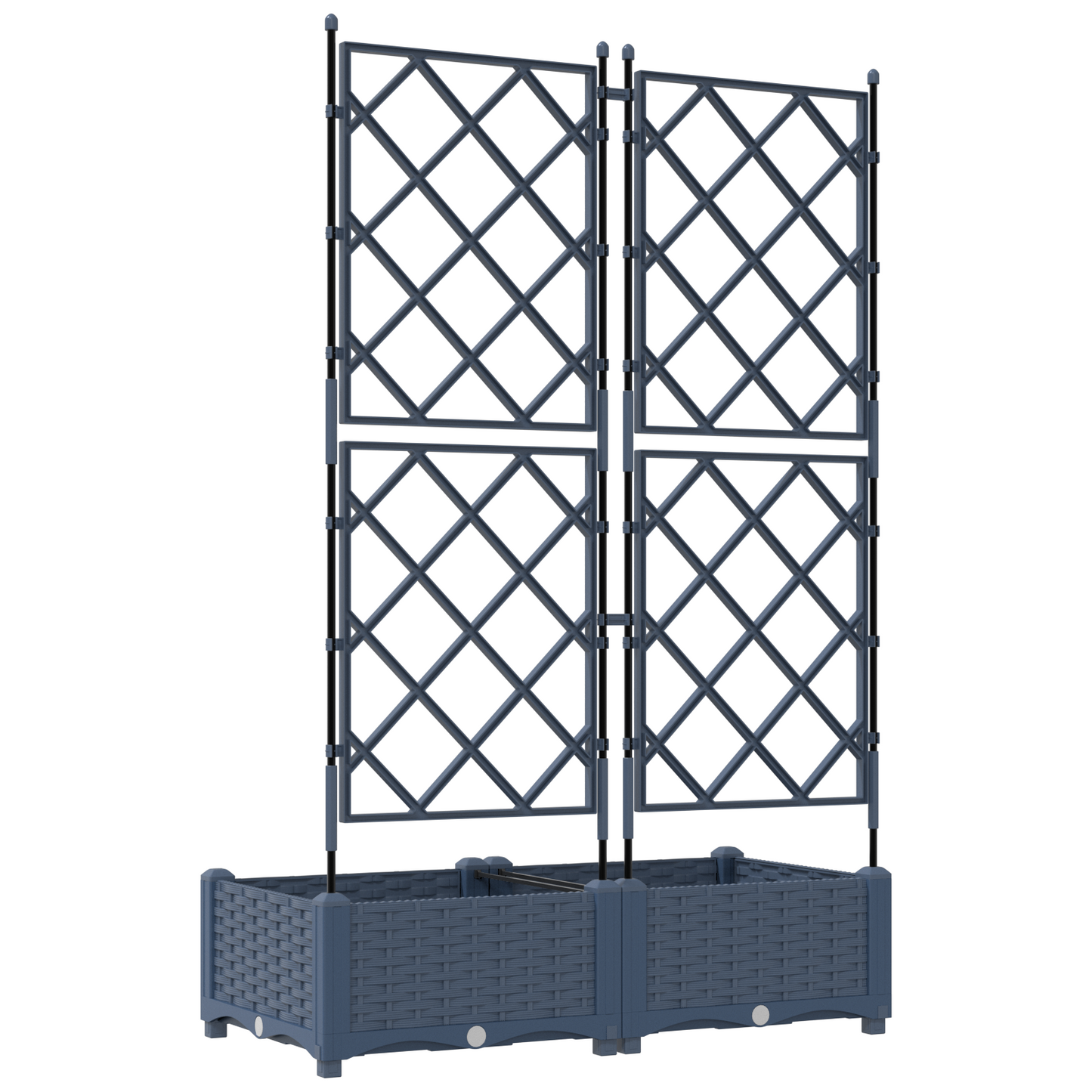 Garden Planter with Trellis 2 pcs Grey 80 x 40 x 125.5 cm PP