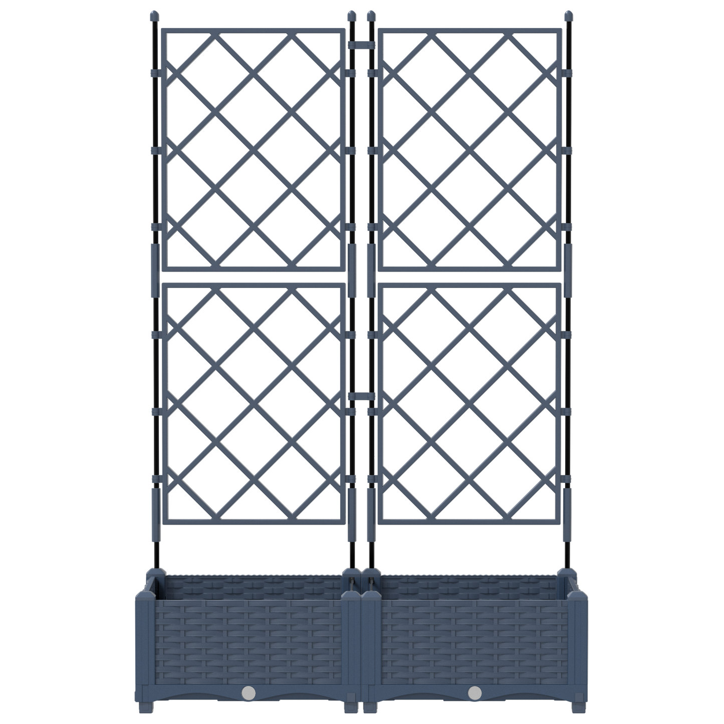 Garden Planter with Trellis 2 pcs Grey 80 x 40 x 125.5 cm PP