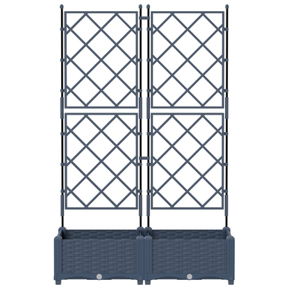 Garden Planter with Trellis 2 pcs Grey 80 x 40 x 125.5 cm PP