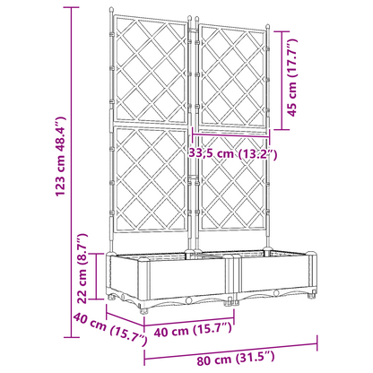 Garden Planter with Trellis 2 pcs Grey 80 x 40 x 125.5 cm PP