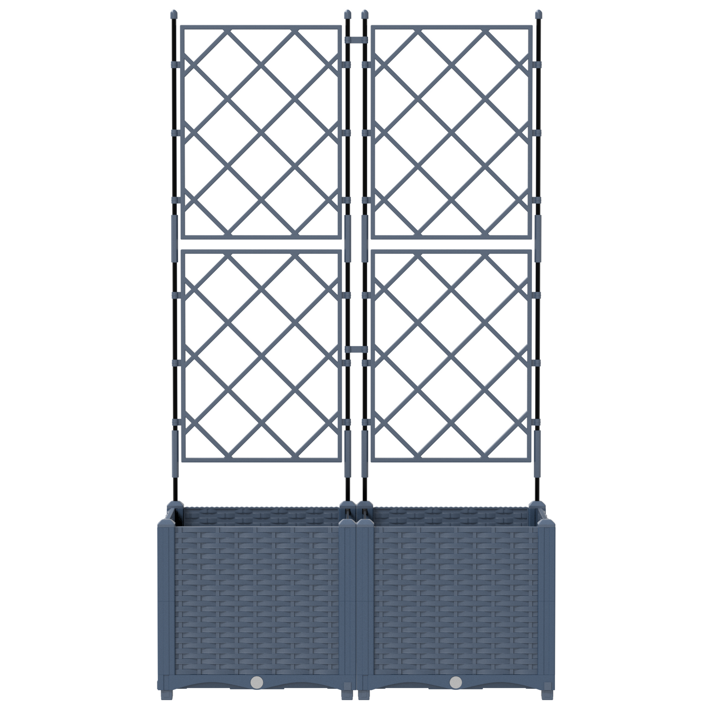 Garden Planter with Trellis 2 pcs Grey 80 x 40 x 143 cm PP