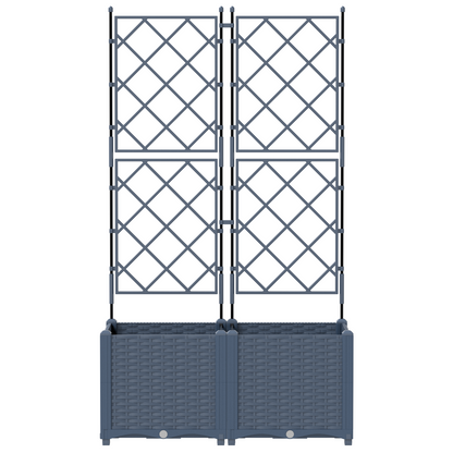 Garden Planter with Trellis 2 pcs Grey 80 x 40 x 143 cm PP