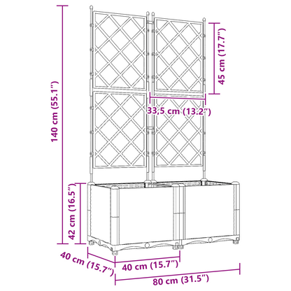 Garden Planter with Trellis 2 pcs Grey 80 x 40 x 143 cm PP