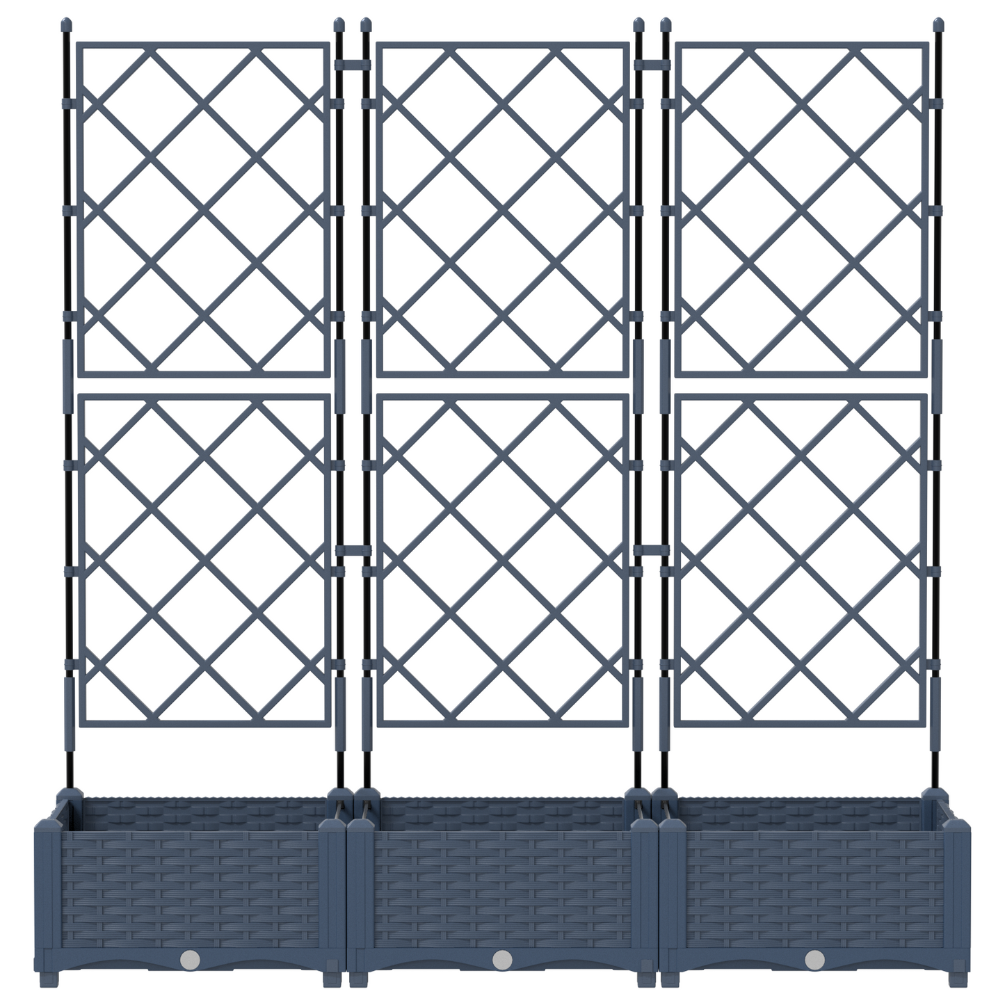 Garden Planter with Trellis 3 pcs Grey 120 x 40 x 125.5 cm PP