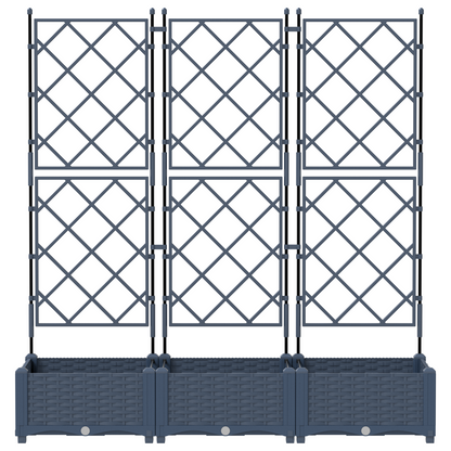 Garden Planter with Trellis 3 pcs Grey 120 x 40 x 125.5 cm PP