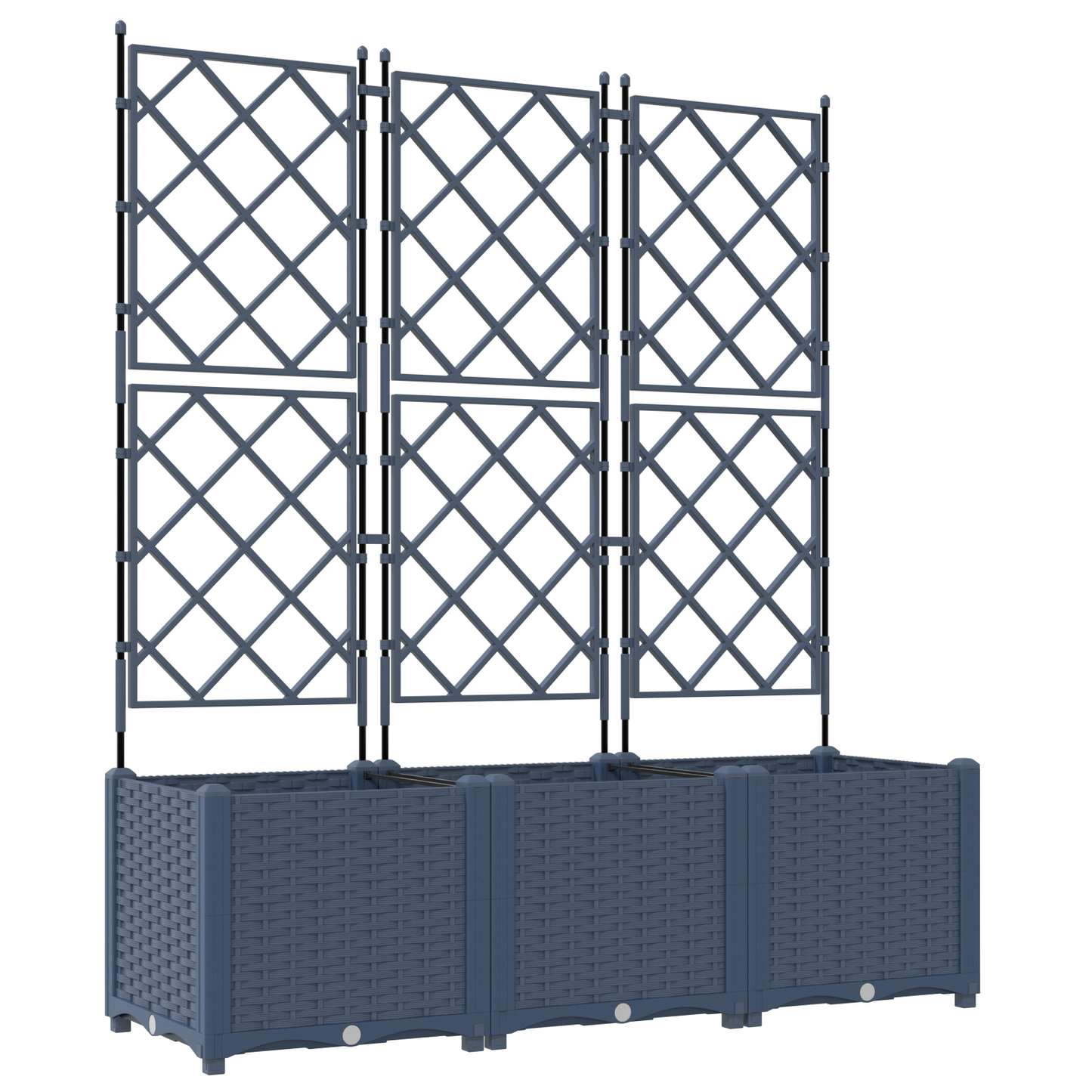 Garden Planter with Trellis 3 pcs Grey 120 x 40 x 143 cm PP