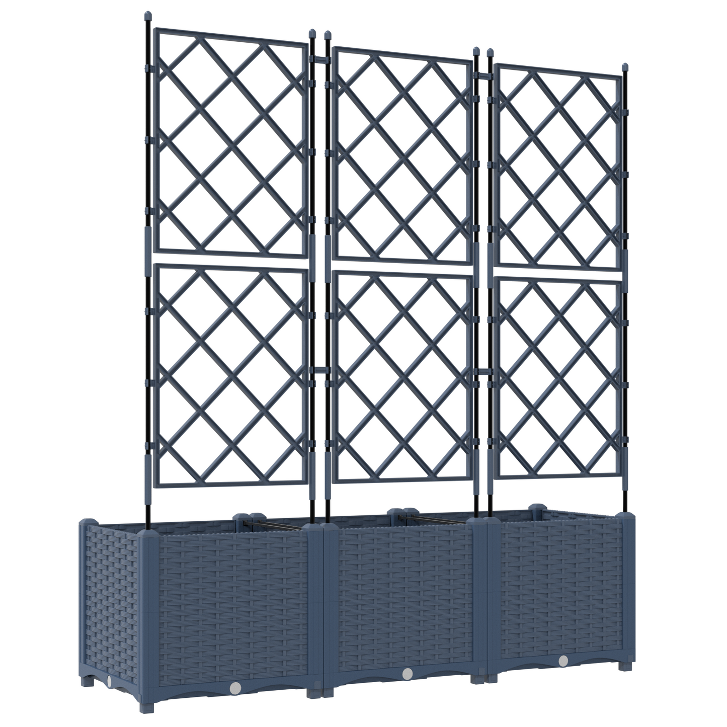 Garden Planter with Trellis 3 pcs Grey 120 x 40 x 143 cm PP
