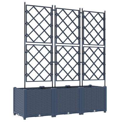 Garden Planter with Trellis 3 pcs Grey 120 x 40 x 143 cm PP