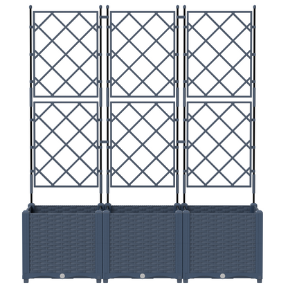 Garden Planter with Trellis 3 pcs Grey 120 x 40 x 143 cm PP