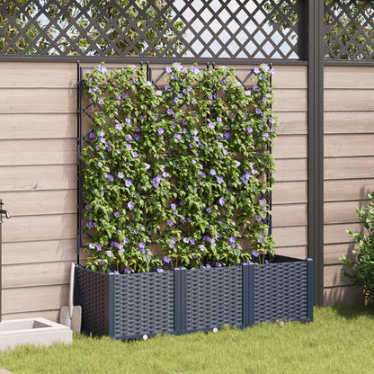 Garden Planter with Trellis 3 pcs Grey 120 x 40 x 143 cm PP