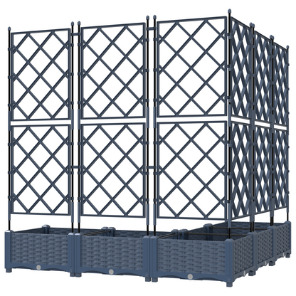 Garden Planter with Trellis 5 pcs Grey 120 x 120 x 125.5 cm PP