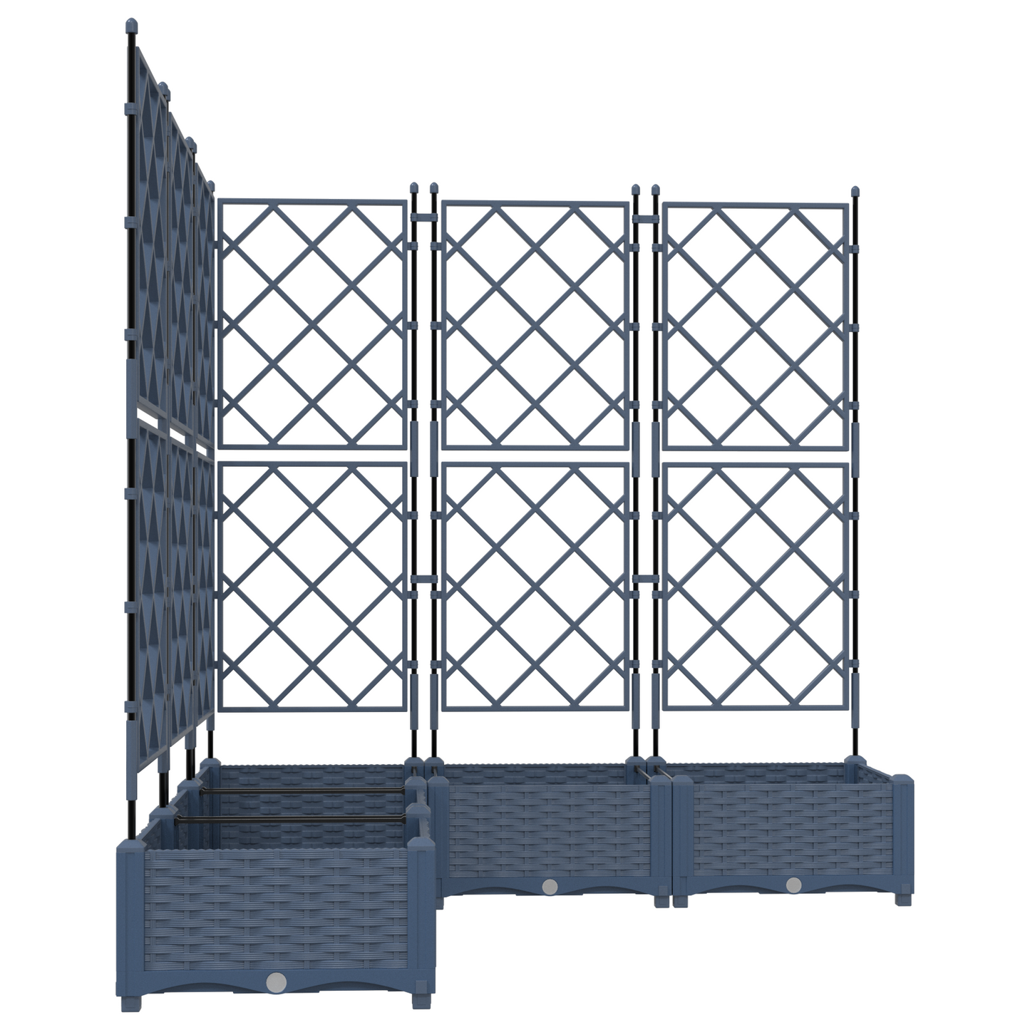Garden Planter with Trellis 5 pcs Grey 120 x 120 x 125.5 cm PP