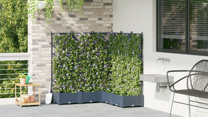 Garden Planter with Trellis 5 pcs Grey 120 x 120 x 125.5 cm PP