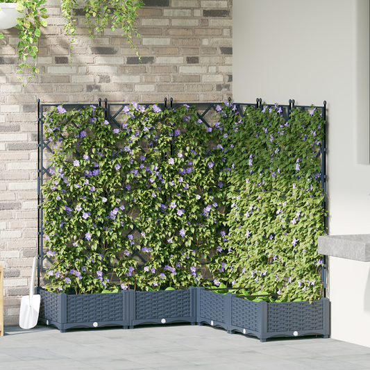 Garden Planter with Trellis 5 pcs Grey 120 x 120 x 125.5 cm PP