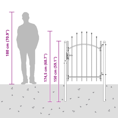 Garden Gate with Lock Grey 100 x 125 cm Steel