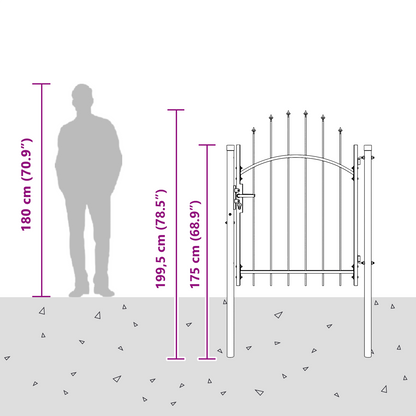 Garden Gate with Lock Grey 100 x 150 cm Steel