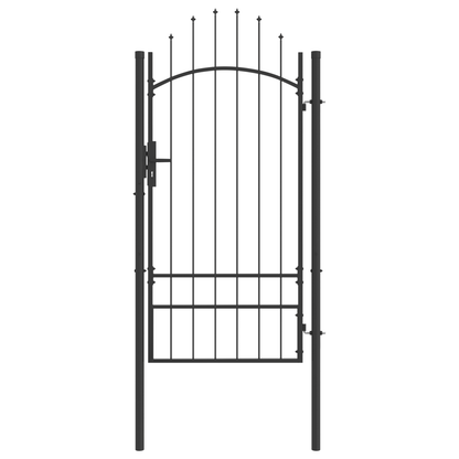 Garden Gate with Lock Grey 100 x 200 cm Steel