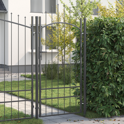 Garden Gate with Lock Grey 100 x 200 cm Steel