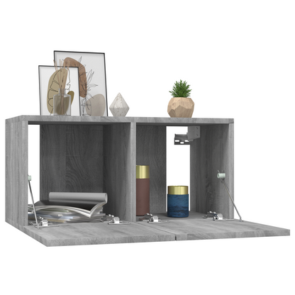 TV Cabinet 2 pcs Grey 60 x 30 x 30 cm Engineered wood