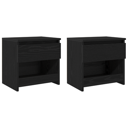 Bedside Cabinet 2 pcs Black Oak 40 x 30 x 39 cm Engineered wood
