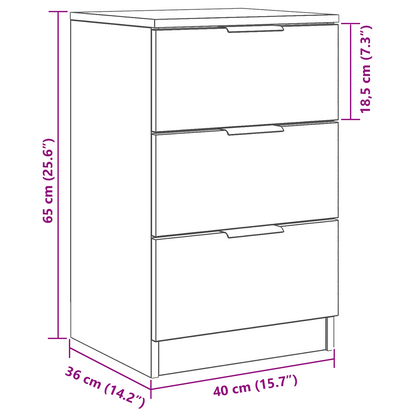 Bedside Cabinet Black oak 40 x 65 x 65 cm Engineered wood