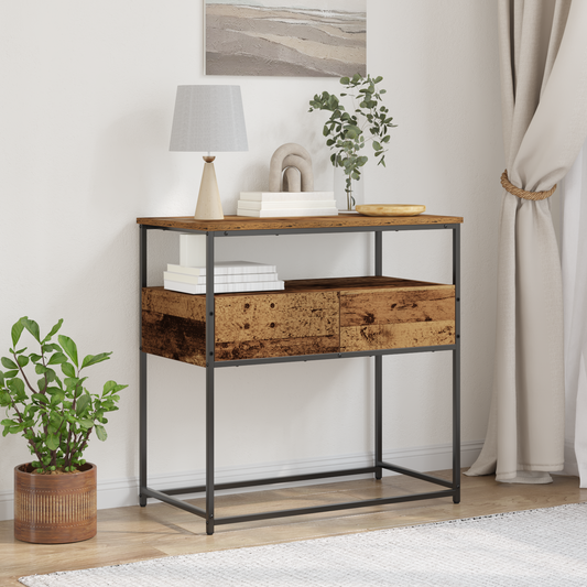 Console Table with Drawer with Shelf Old Wood 75 x 40 x 75 cm