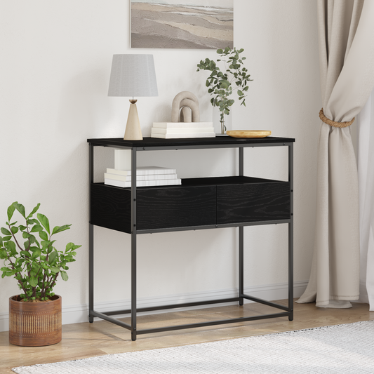 Console Table with Drawer with Shelf Black oak 75 x 40 x 75 cm
