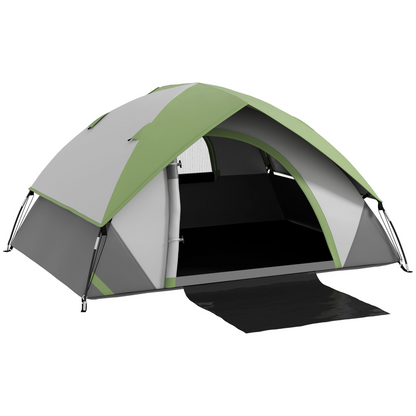 Outsunny 2  Man Camping Tent with Sewn-in Groundsheet, 3000mm Waterproof, Green