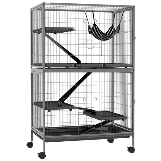 PawHut Small Animal Cages for Chinchilla Ferret Kitten on Wheels with Hammock Tray