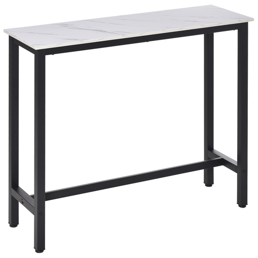 Bar Table Breakfast Dining Coffee Table with Adjustable Footpads White & Black