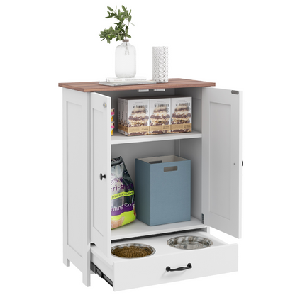 PawHut Dog Feeding Station with Storage, Pet Feeding Station with Dog Bowls
