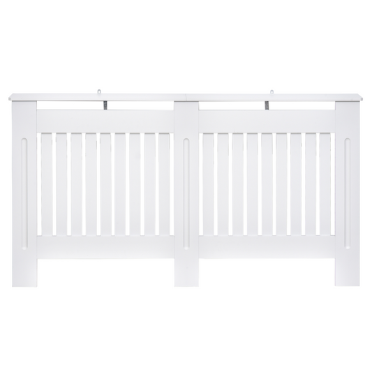 HOMCOM Radiator Cover Painted Slatted MDF Cabinet Lined Grill 152x19x81cm