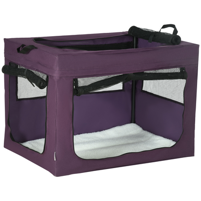 80cm Foldable Pet Carrier Cat Bag w/ Cushion, for Small, Medium Dogs - Purple