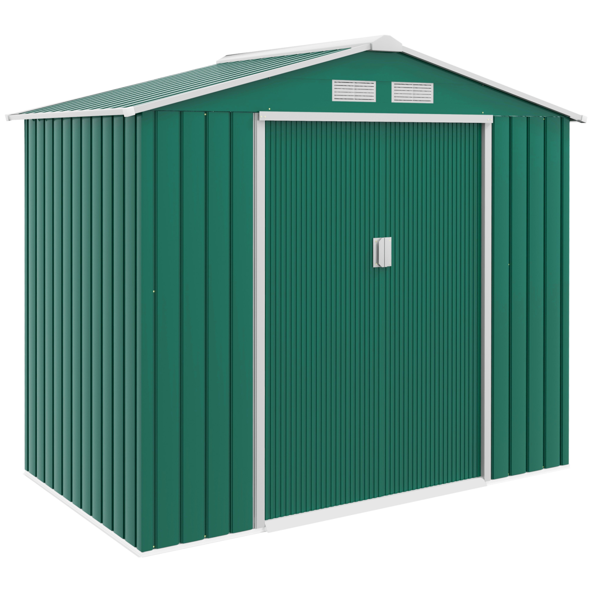 Outsunny Green Garden Shed with Locking Doors, Floor Foundation & Ventilation