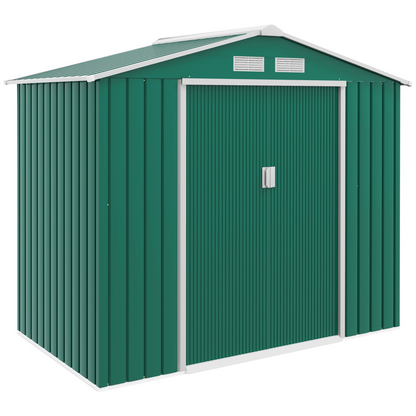 Outsunny Green Garden Shed with Locking Doors, Floor Foundation & Ventilation