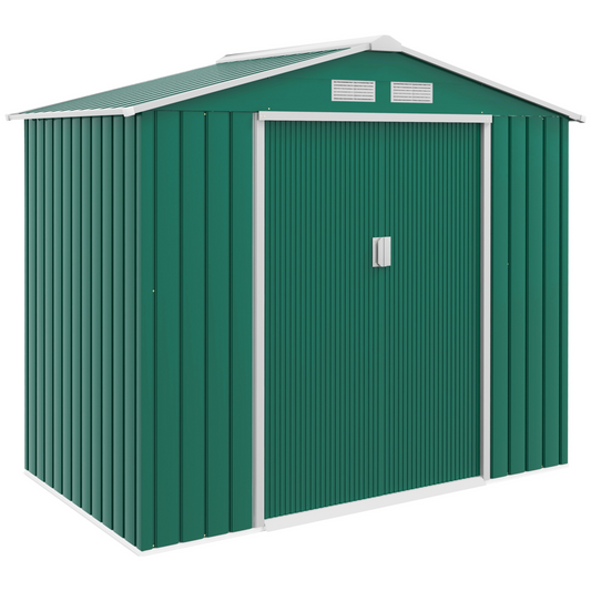 Outsunny Green Garden Shed with Locking Doors, Floor Foundation & Ventilation