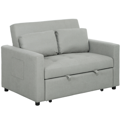 HOMCOM 2 Seater Sofa Bed Convertible Bed Settee with Cushions, Pockets, Grey