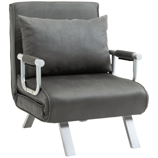 Sofa Bed Foldable Portable Armchair Sleeper Lounge Pillow Dark Grey