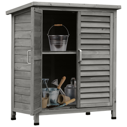 Solid Fir Garden Shed - 2-Door Unit, Grey, 87x46.5x96.5 cm
