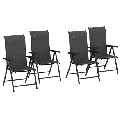 Outsunny Set of 4 Outdoor Rattan Folding Chair Set w/ Adjustable Backrest Grey