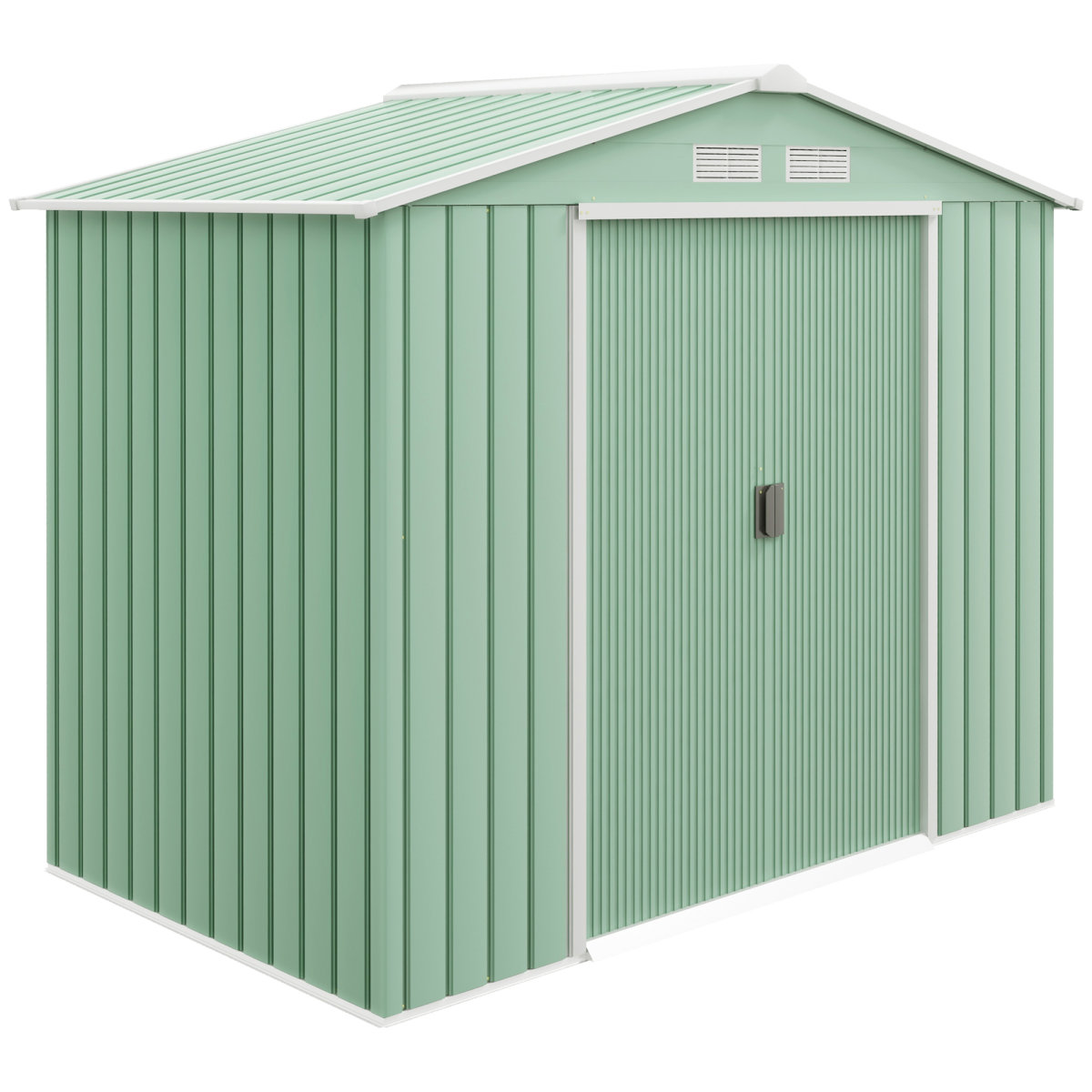 Light Green Garden Shed Storage with Locking Door, Floor Foundation, Air Vent
