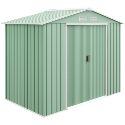 Light Green Garden Shed Storage with Locking Door, Floor Foundation, Air Vent