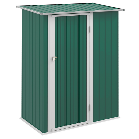 4.7ft x 2.8ft Garden Shed Steel Sloped Roof Door w/ Latch Green
