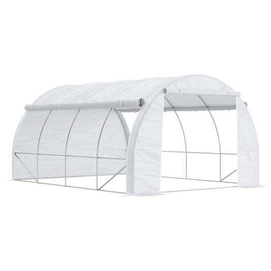 4 x 3 x 2 m Polytunnel Greenhouse Pollytunnel Tent with Steel Frame White